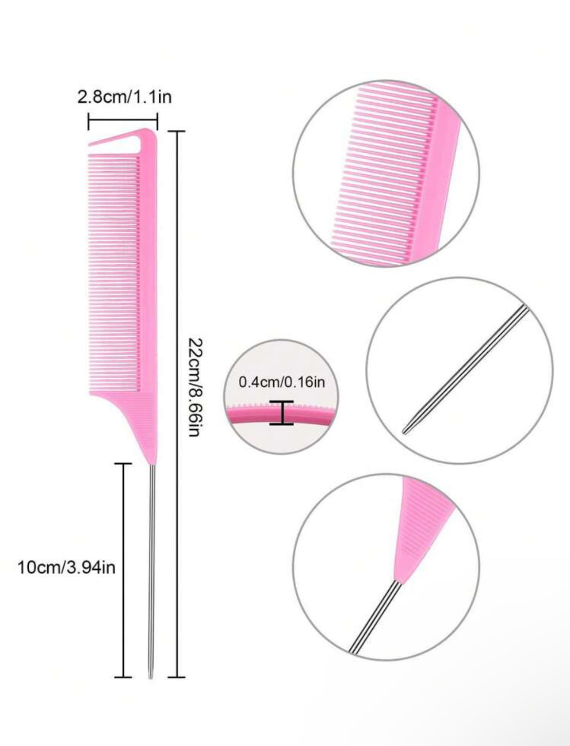 3pcs/set Rat Tail Comb