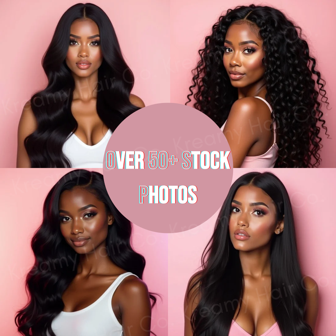 Digital Download- Hair Stock Photos, Hair Models, Hair Bundles, High Quality Hair Photos for Hair Website or Marketing| Glossy Pink