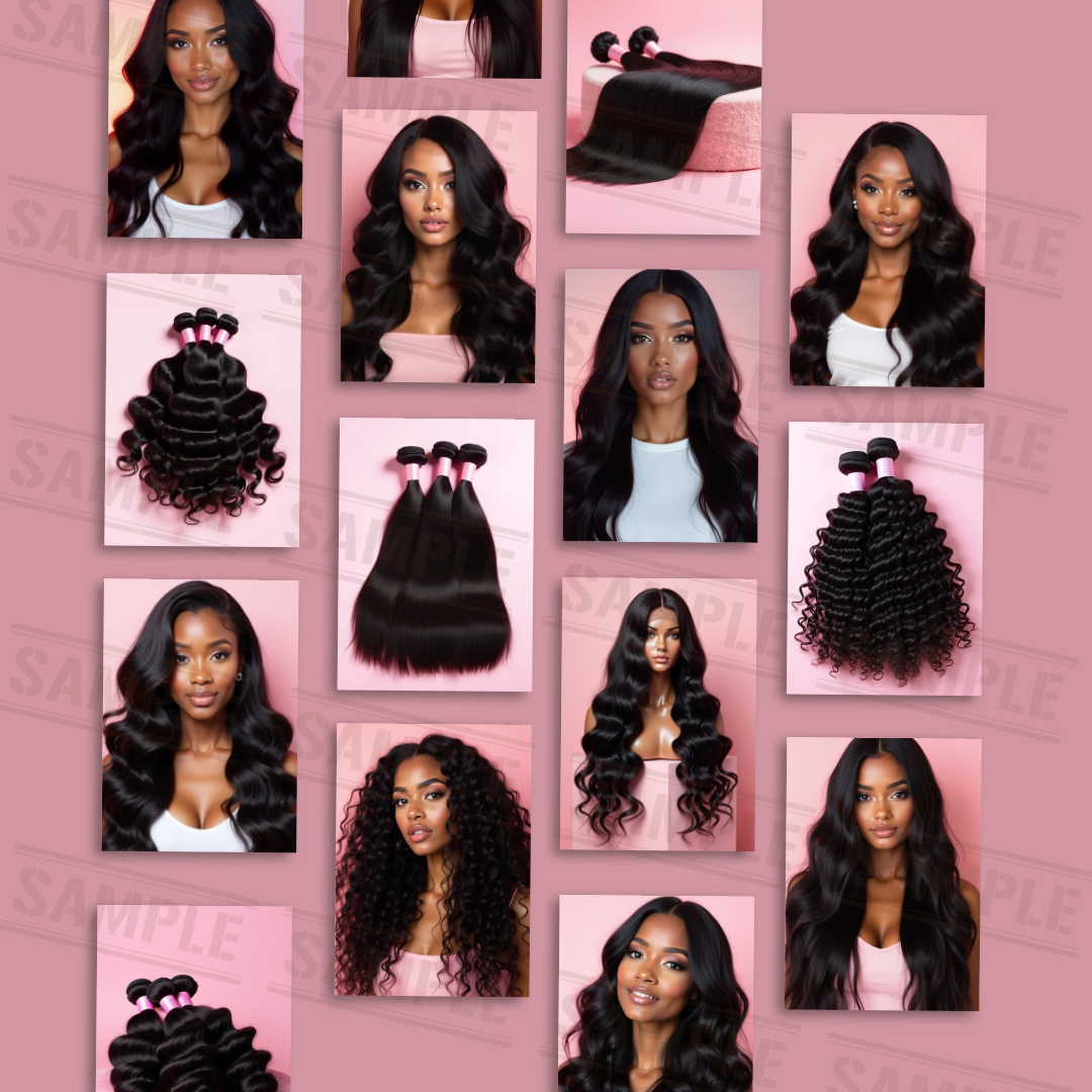 Digital Download- Hair Stock Photos, Hair Models, Hair Bundles, High Quality Hair Photos for Hair Website or Marketing| Glossy Pink