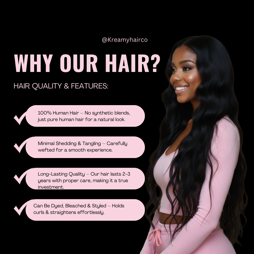 Kreamy Hair Co. 13A Straight Virgin Human Hair