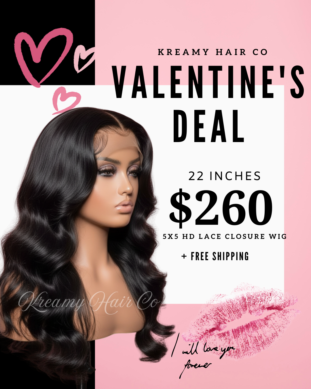 Valentines Deal HD Lace Closure 5x5 wig
